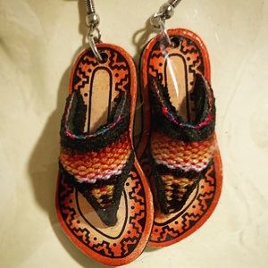 #handmande #mexican #native #leather #earings #emb